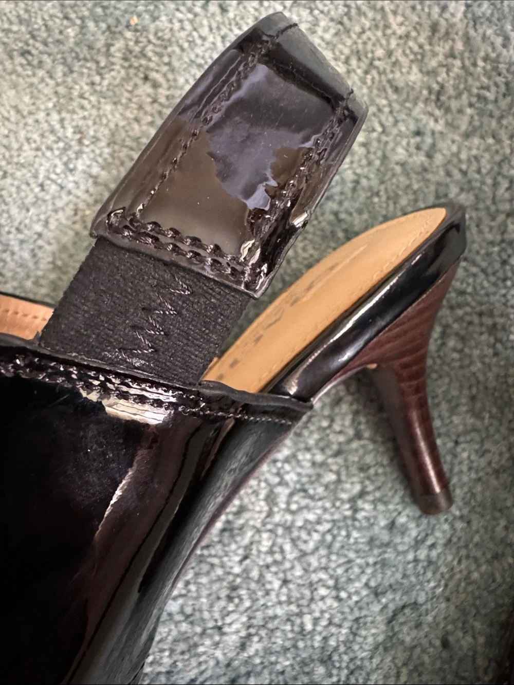 COACH Vintage Black Patent Leather Wide-Strap Slingback Sandals 6 - Picture 3 of 8